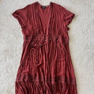 Torrid Tie Front Tiered Maxi Kimono Short Sleeve Size 2